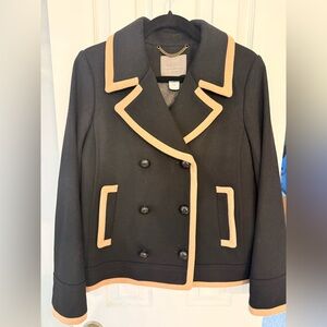 J. Crew Black and Tan Double-Breasted Wool